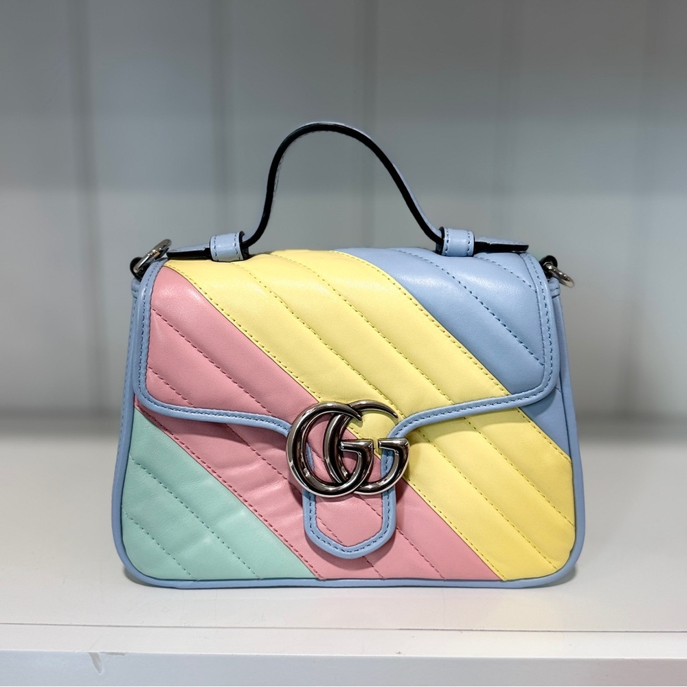 Gucci GG Marmont Mini Top-Handle Bag – Pastel Rainbow Leather